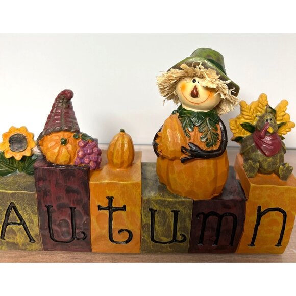 Autumn Harvest Scarecrow Figurine With Vegetables Decor - Picture 2 of 4